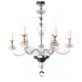 Stylish Hollywood Regency Clear Glass 6-light Chandelier