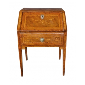 Italian Neoclassical Style Marquetry Inlaid Fruitwood Drop-Front Desk