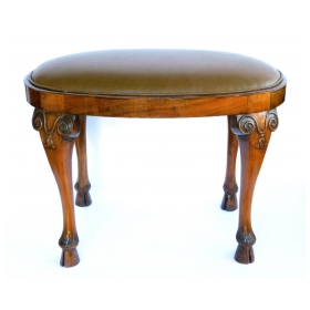 Handsome Italian Neoclassical Style Carved Walnut Oval-form Stool