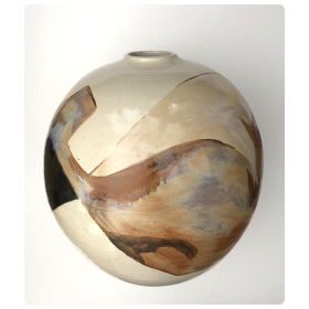 Large and Impressive Glazed Ovoid-form Pot/Vessel; signed by listed ceramicist Sasha Makovkin 