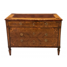 A Handsome Northern Italian Neoclassical Inlaid 3-Drawer Chest