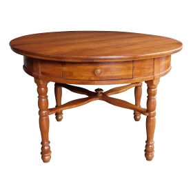 Large Swiss Cherrywood Single-Drawer Circular Center Table