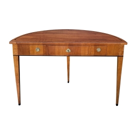 Biedermeier Style Cherrywood 3-drawer Demilune Writing Desk Circa 1900