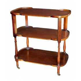 Handsome English Late 19th Century Mahogany 3-tier Bar Cart/étagère