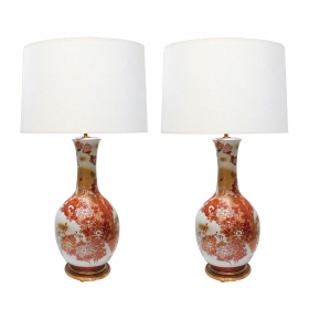 Large Pair of Japanese Kutani Porcelain Lamps