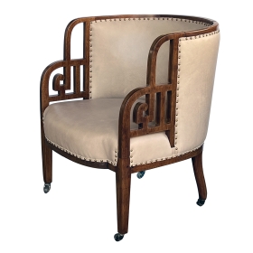 A Rare English Art Deco Barrel-back Chair in the Asian Taste