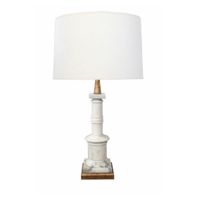 Classically-inspired Italian 1950's Carrara Marble Columnar Lamp