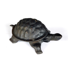 Whimsical Cast Iron Black-Painted Turtle-form Door Stop