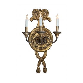 Large Italian Baroque Style 3-Arm Giltwood and Iron Wall Sconce