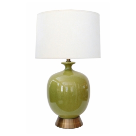 Large American 1960's Apple-green Glazed Ceramic Ovoid-form Lamp