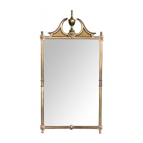 Classically-inspired Chippendale Style Brass Mirror with Broken Arch Pediment