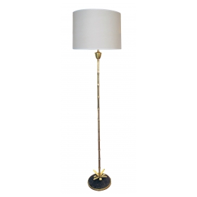an elegant french maison bagues 1960's brass faux bamboo floor lamp