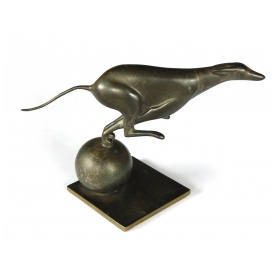 French Art Deco Bronze Greyhound Sculpture