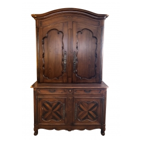 an impressive french provincial walnut buffet-a-deux-corps/cabinet