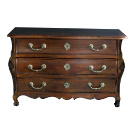  handsome and shapely french regence style walnut 3-drawer bombé-form chest