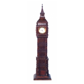 A Charming English Folk Art Carved Wooden Big Ben Clock