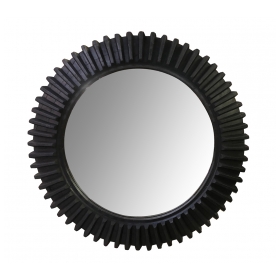 A Large American Wooden Cog Wheel now Mounted as a Mirror