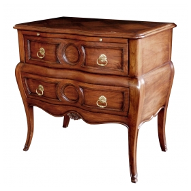 Good Quality Walnut Bombé-form 2-drawer Chest by Auffray & Co., NY