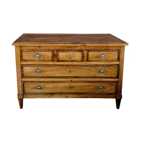 Italian Neoclassical Walnut 3-Drawer Chest, Circa 1800.