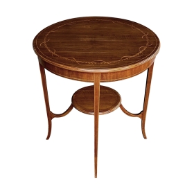 English Edwardian Mahogany Inlaid Circular Side/Occasional Table