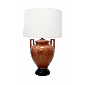 Large-scaled Faux-burl Ceramic Double-handled Urn-form Lamp