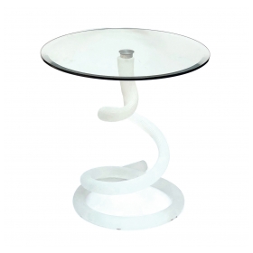 Shapely Italian Circular Glass Table with Spiraling Glass Base