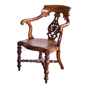 A Handsome English Yew Wood Captain's Chair