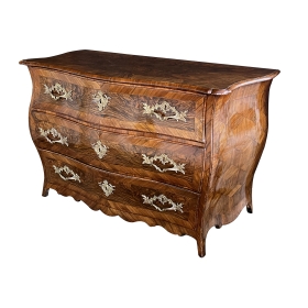 Louis XV Three-drawer Black Walnut Bombe-form Chest 