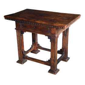 Rustic Italian Baroque Style Walnut Single-Drawer Side Table