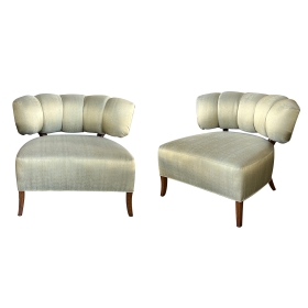 A Sumptuous Pair of Grosfeld House 1940's Slipper/Lounge Chairs