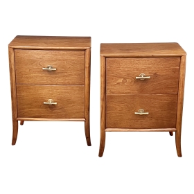 Pair of Robsjohn-Gibbings (1905-1976) for Widdicomb Walnut Nightstands/End Tables