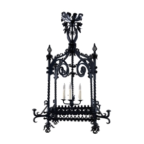 Large Gothic Revival Wrought Iron Four-light Lantern