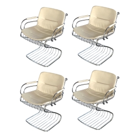 Set of Four Gastone Rinaldi for Rima Tubular Chrome Cantilever Arm Chairs