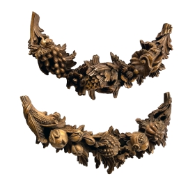 Pair of Well-Carved French Boiserie Swag Appliques 