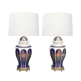 A Good Pair Of Lindner Bavaria Porcelain Ginger Jar Table Lamps