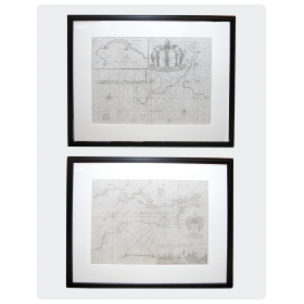 a handsome pair of framed sea charts of the coasts of Great Britain by Captain Greenvile Collins; mi