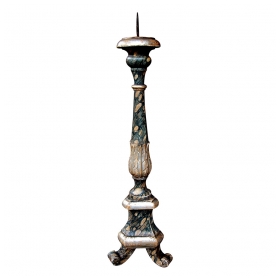 a large-scaled italian neoclassical style faux marble painted and parcel-gilt pricket stick