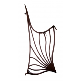 custom-crafted art nouveau style wrought iron gate with stylized flower