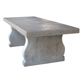 a large and impressive french carved limestone trestle table with lyre-form supports