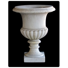 shapely italian neoclassical style carved carrara marble campagna urn 