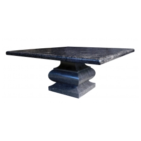 Shapely Carved Belgian Bluestone Square Dining/Center Table with Robust Baluster-form Base