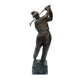 A Finely-modeled Vintage Patinated Bronze Figure of a Golfer 