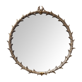 Neoclassical Style carved Laurel Leaf and Berry Silver-gilt Mirror with Gold-gilt Highlights  