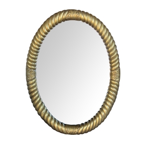 French Napoleon III Carved Giltwood Rope-Twist Oval Mirror  