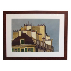 Watercolor on Paper 'Rooftops of Paris' by Michael Dunlavey