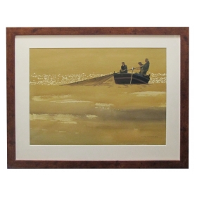 Watercolor on Paper 'The Catch at Tossa de Mar, Spain' signed Michael Dunlavey 2012