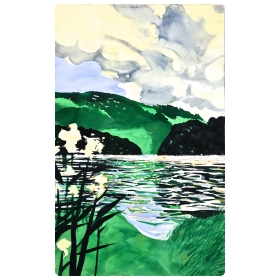 At Grasmere #2 1996, Lake District Series, England  (watercolor on paper)  by william stanisich, san francisco; signed and framed