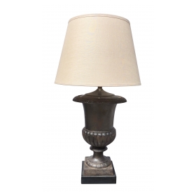  boldly-scaled french steel-brushed iron campagna urn now mounted as a lamp