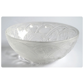  exquisite french clear and frosted glass bird bowl by Lalique