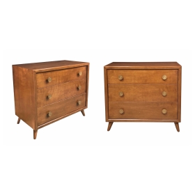 Pair of John Stuart Mid-Century 3-Drawer Bachelor Chests/Bedside Cabinets 